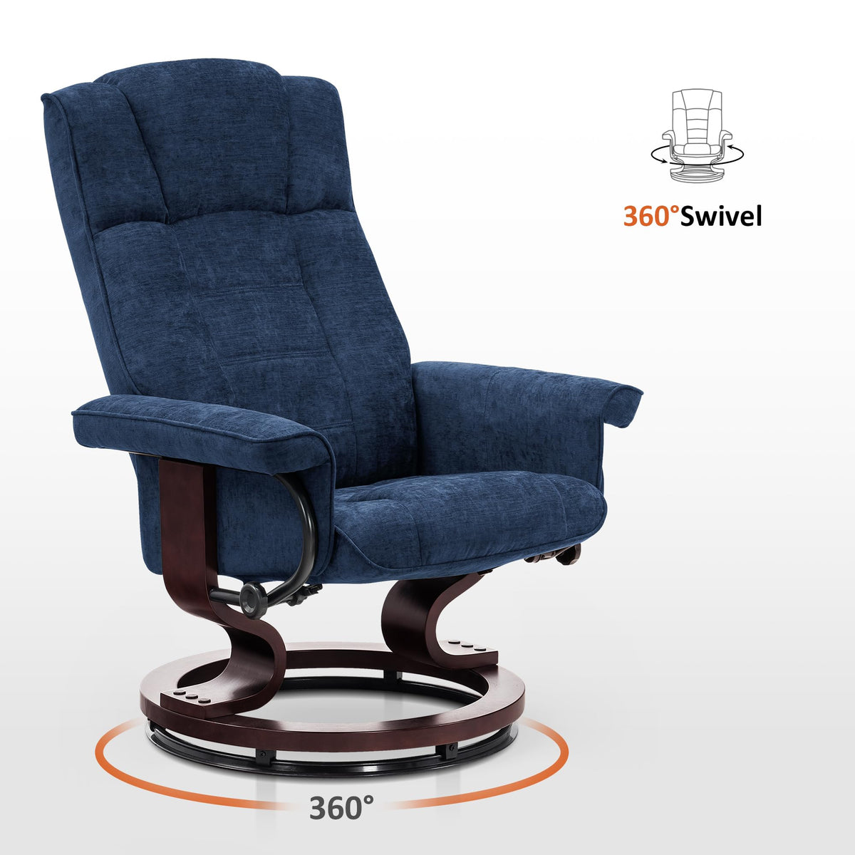 MCombo Manual Swivel Recliner with Ottoman, Faux Leather 9019