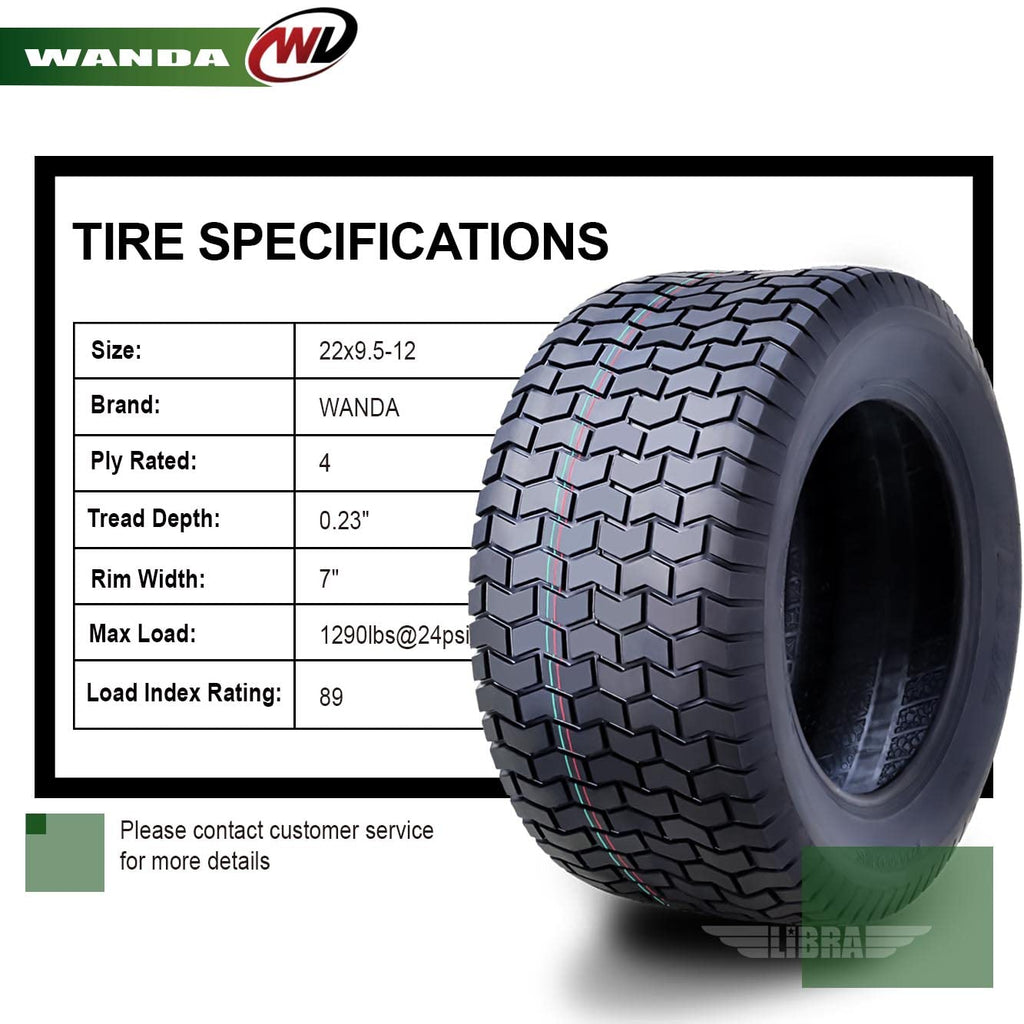 WANDA Set 2 23x10.5-12 Lawn Mower Cart Turf Tires P332 /4 ply - 13049