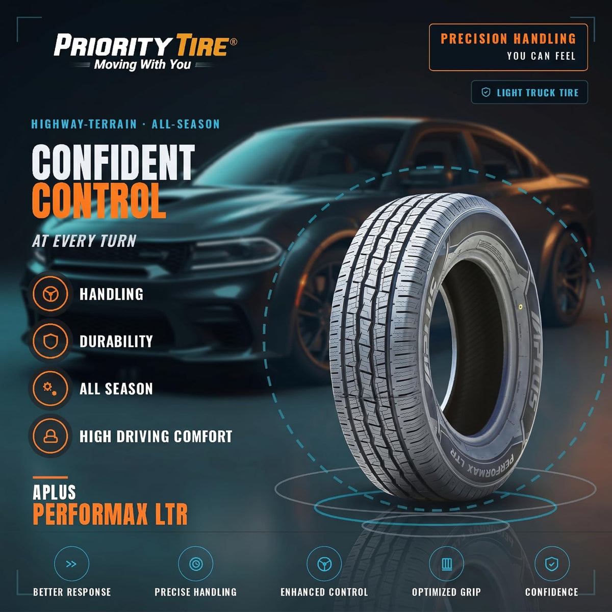 Aplus Performax LTR All-Season Highway Light Truck Radial Tire-LT245/75R16 245/75/16 245/75-16 120/116S Load Range E LRE 10-Ply BSW Black Side Wall