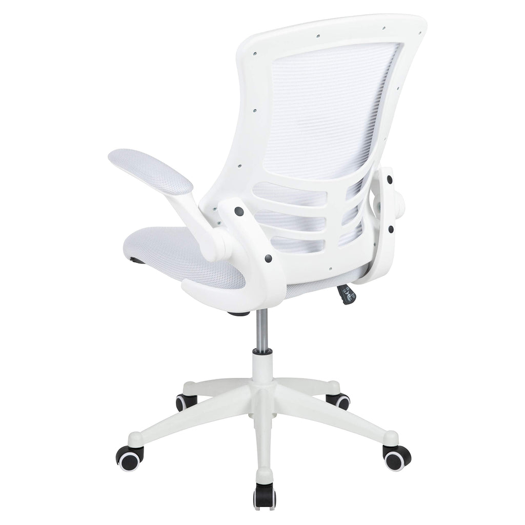 Flash Furniture Set of 4 Mid-Back Swivel Ergonomic Task Office Chairs with Flip-Up Arms, Black Mesh