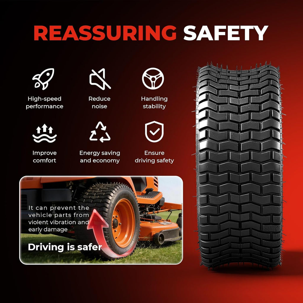 24x12.00-12 Lawn Mower Tires, 2 Pack,6 Ply,2260 LBS Load Capacity
