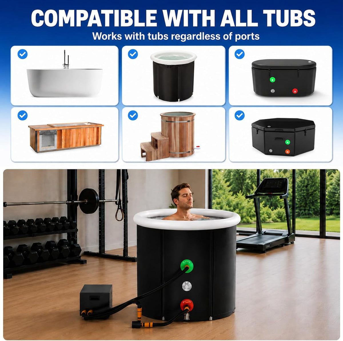 Smart 1/3 HP Cold Plunge Chiller, 37Â°F Ice Bath Water Chiller for Any Tub