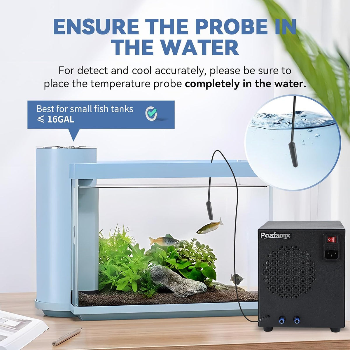 Poafamx 16Gal Aquarium Chiller, Small Water Chiller with Electronic Cooling