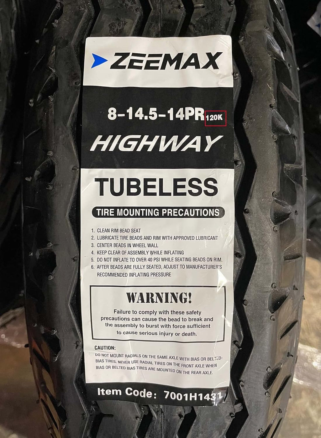 Zeemax Heavy Duty TRUE Highway Trailer Tires 8-14.5 14 Ply Load Range G Speed Rating K 68mph- Set 2 â¦