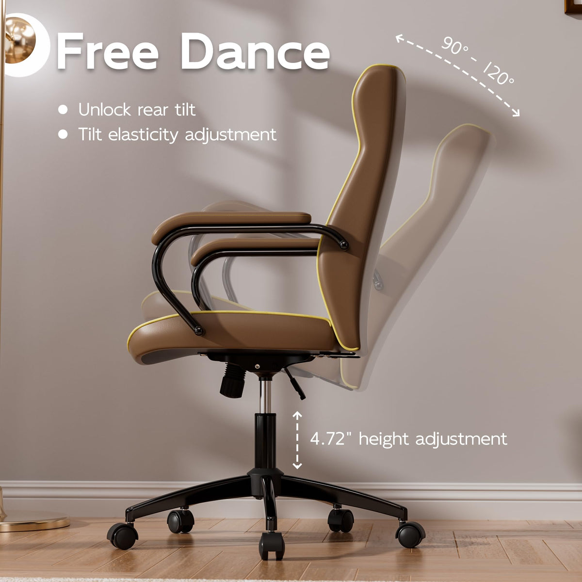 HomeZeer White and Gold Office Chair, Luxury Leather Executive Desk Chair