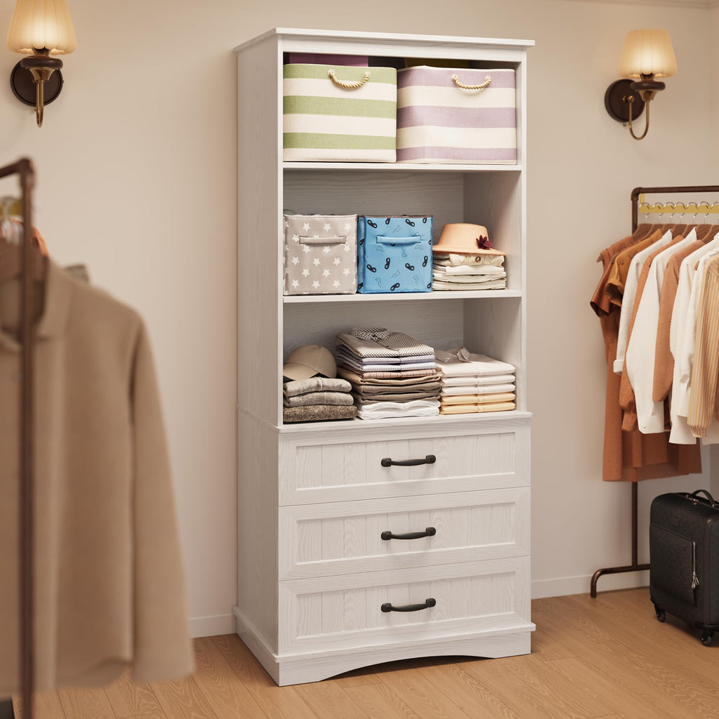 Gizoon 70'' Tall Bookcase Set of 2 with 3 Drawersï¼White