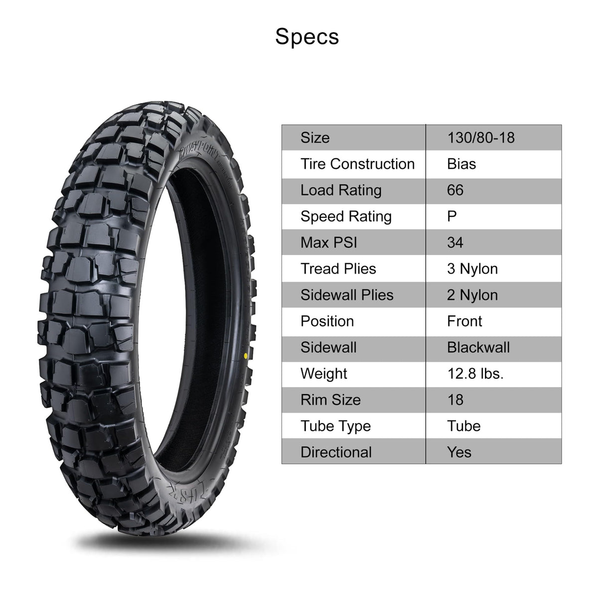 Tusk Waypoint Adventure Motorcycle Tire Set â 90/90-21 Front & 130/90-17 Rear (68R) Tube Type