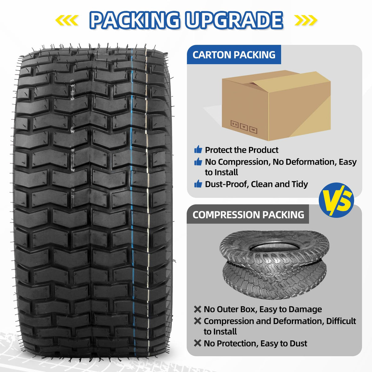 GICOOL 18x9.50-8 Tubeless Lawn Mower Tire for Riding Mower Tractor, 4 Ply