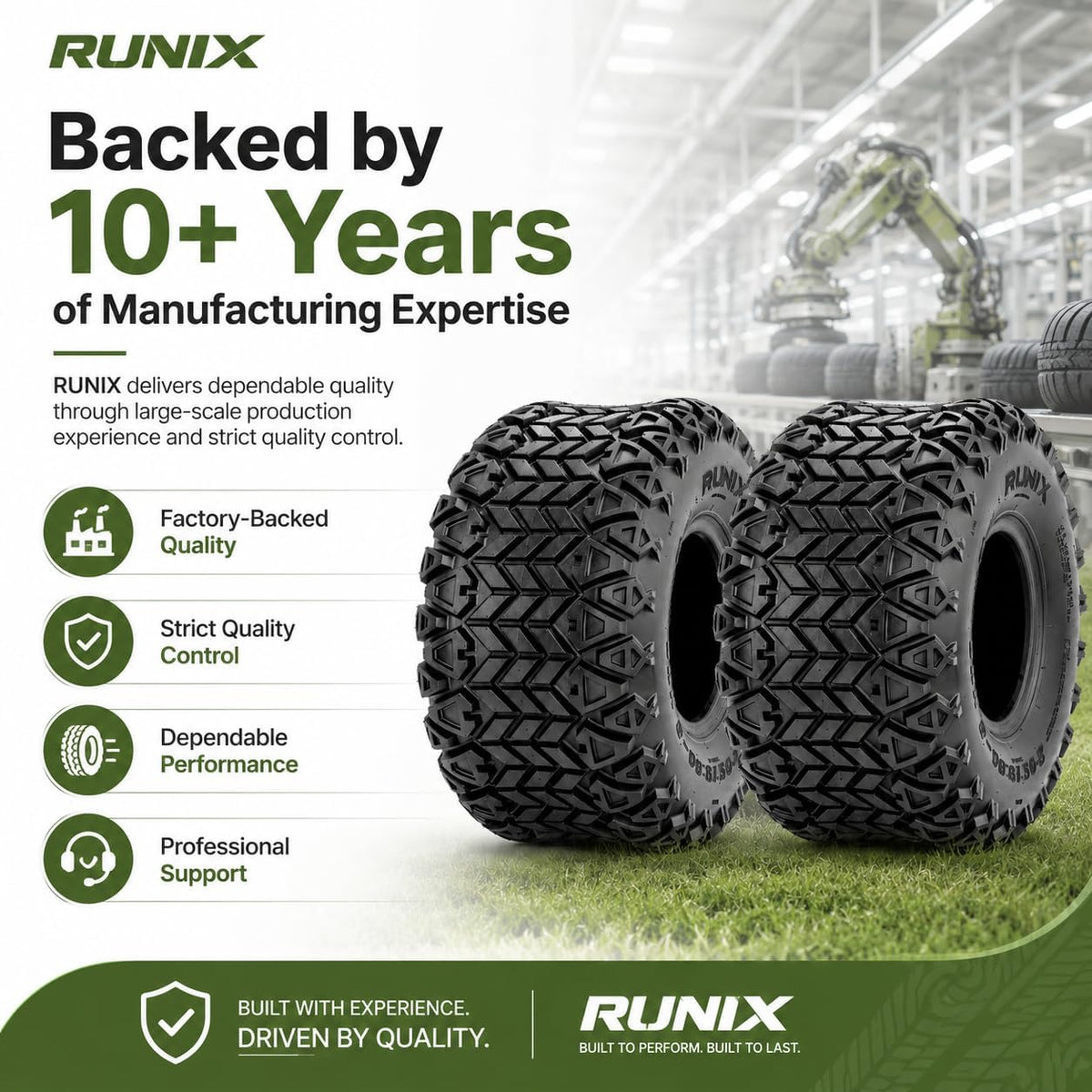 RUNIX 18X8.50-8 Tires, Premium Rubber Set of 2, Golf Cart Tires, Riding Lawn Mower Tires,Superior Traction, TURF, Tubeless, 18X8.5X8