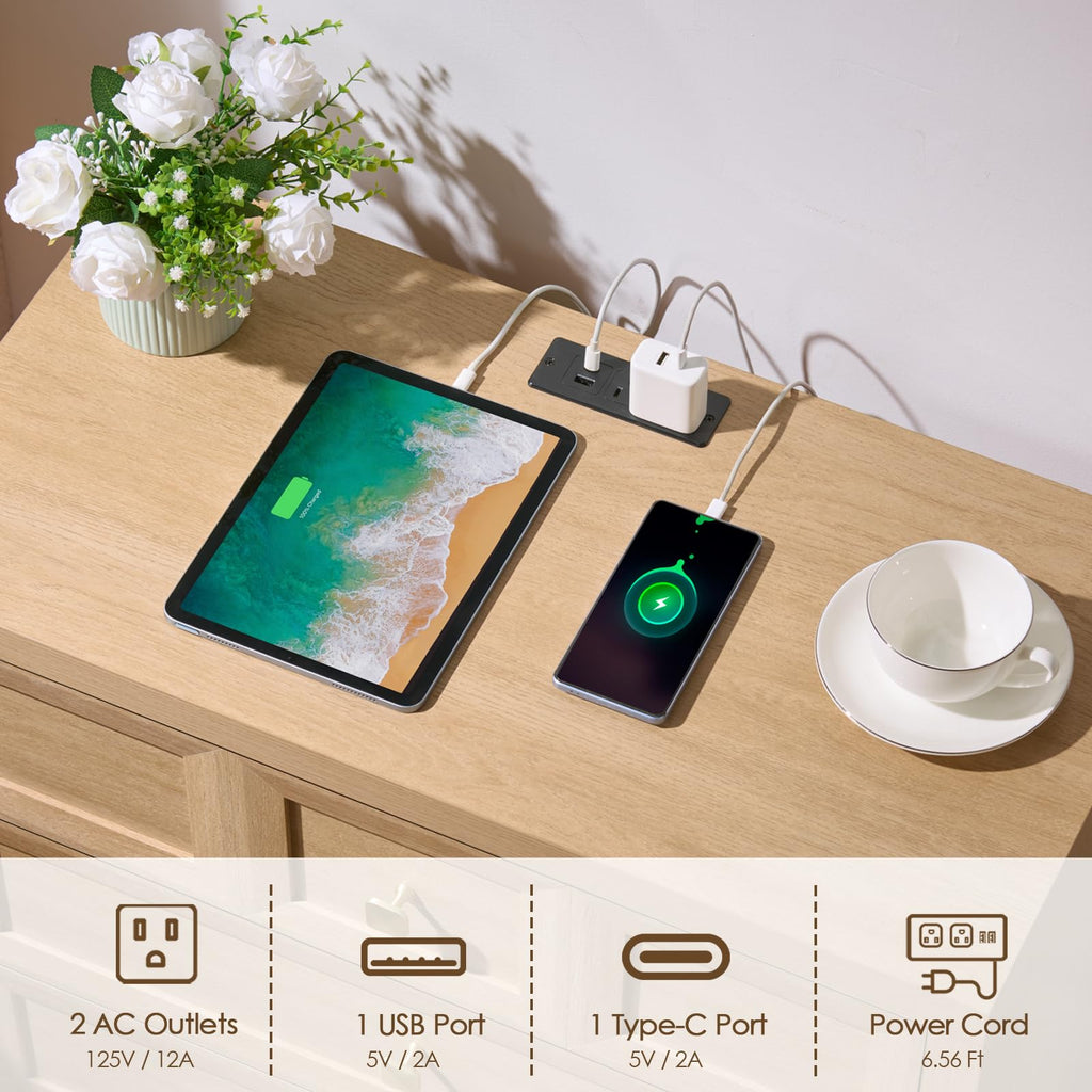 3 Drawers Nightstand Set of 2 W/Charging Station, 30.7" W King Size Bedside Table with 3 Drawers, Accent End Table W/Large Storage, Modern Wood Side Table for Bedroom,Office (2 Pieces, Gray Black)