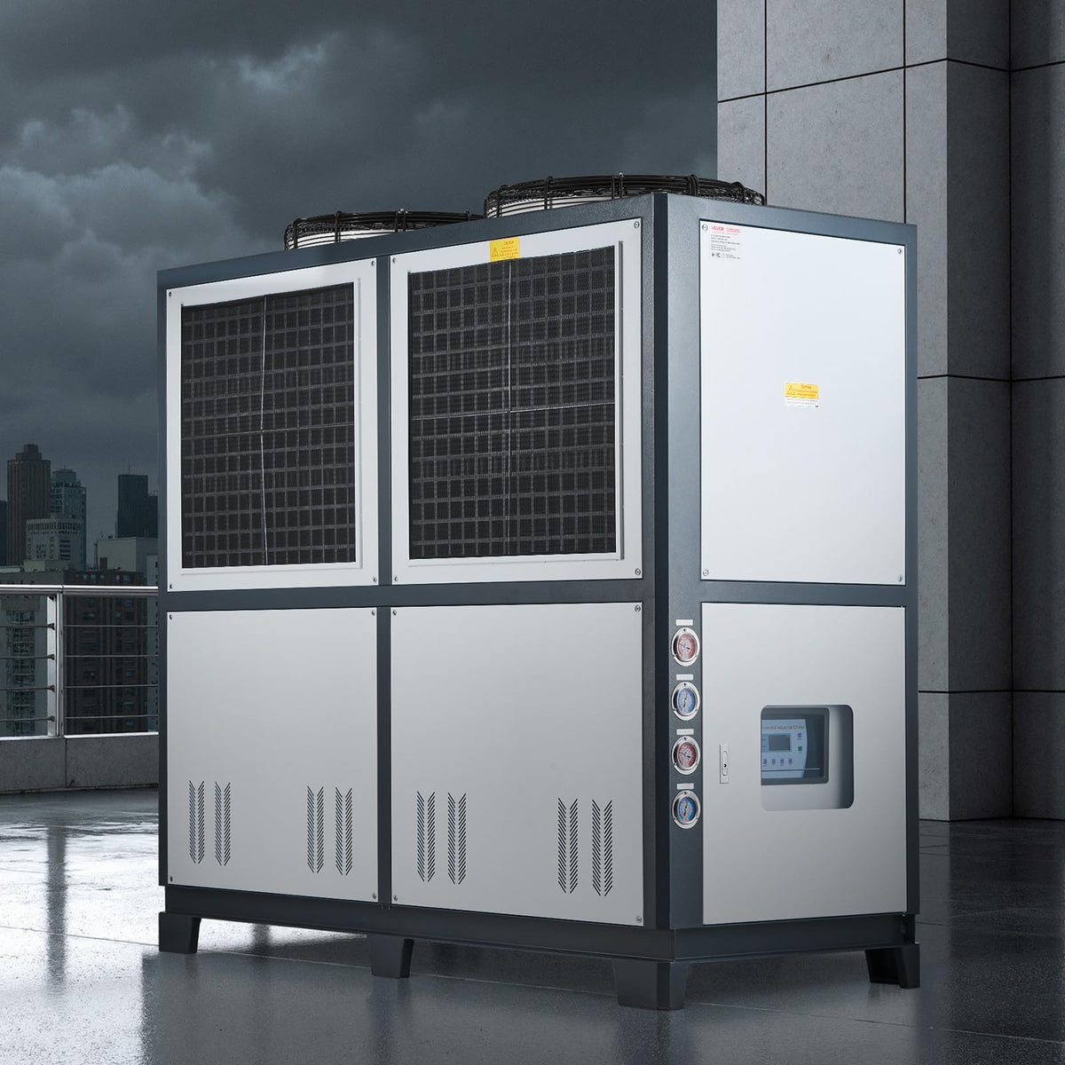 VEVOR Air Cooled Water Chiller, 5 Ton Portable, 5HP/3.75KW Compressor Motor, 53L Capacity Stainless Steel Water Tank, Finned Condenser with Micro-Computer Control, Industrial Chiller for Cooling Water