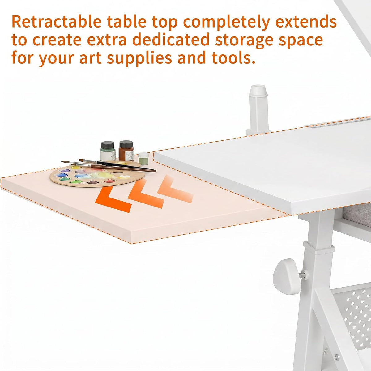 Height Adjustable Drafting Table with Stool, Drawing Art Desk with 2 Drawers, Artist Table with 75Â° Tilted Tabletop, Sketching Painting Artwork Station for Home Office School Reading, Crafting, White