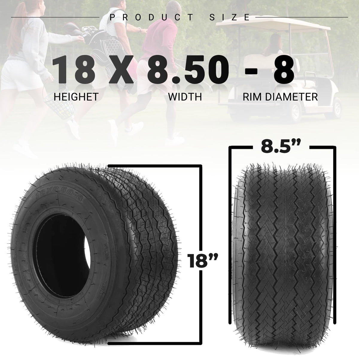 AR-PRO (2 Pack) 20x8.00-8 Lawn Mower Turf Tires, Tubeless, No Rims