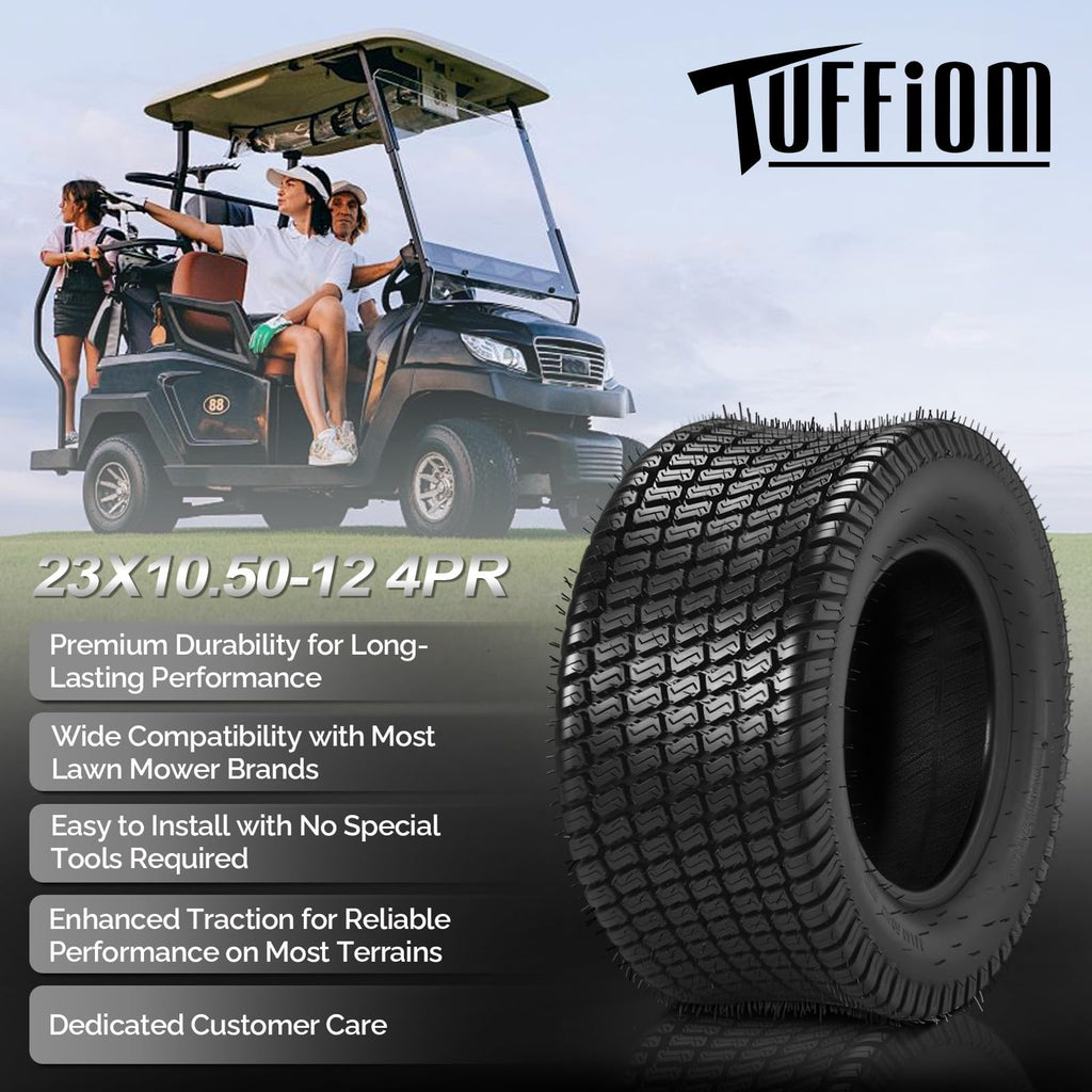 TUFFIOM 24x12.00-12 Lawn Mower Tires Set of 2, 6PR Turf Tire Lawn & Garden Tires for Garden Tractor Riding Mower, Tubeless