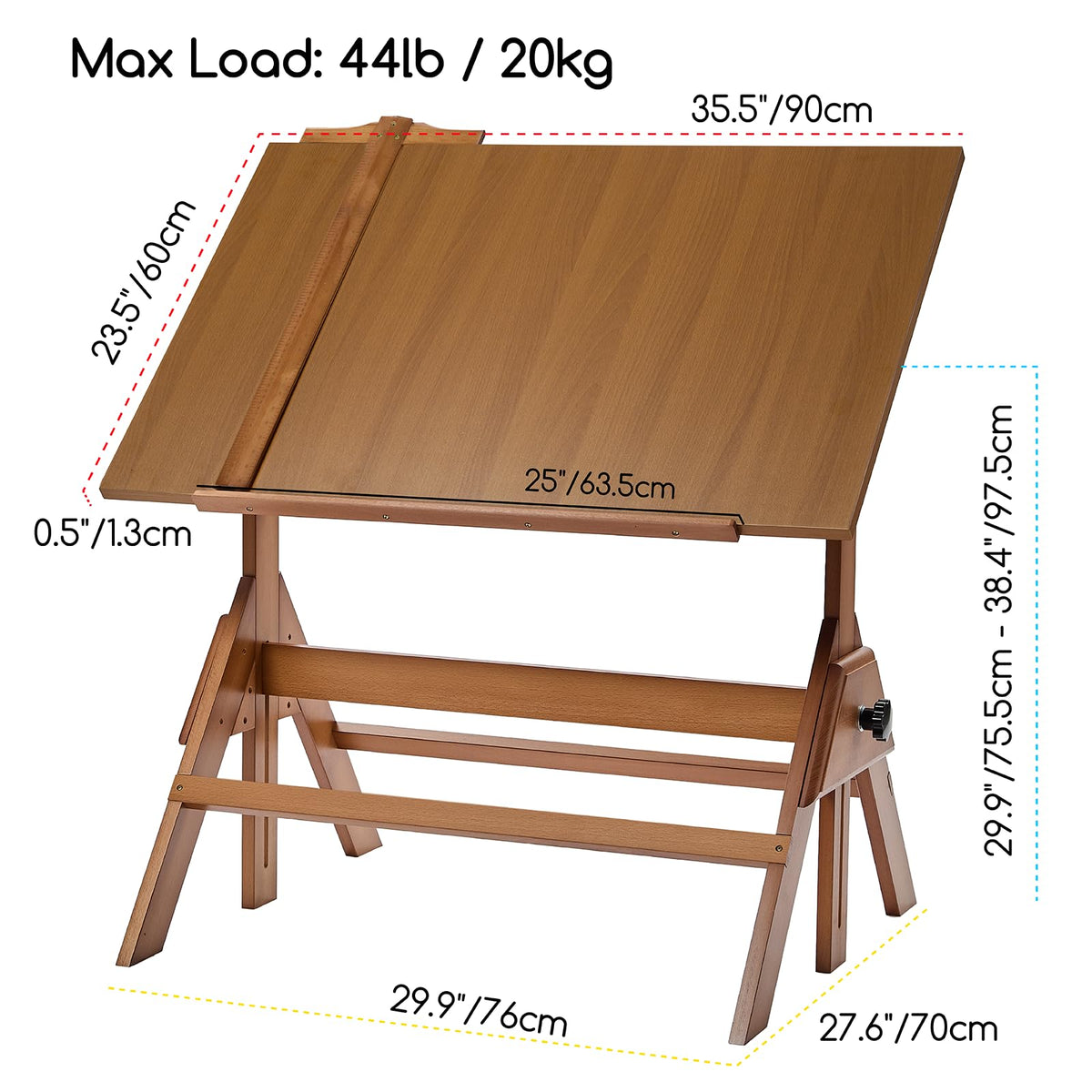 MEEDEN Wood Drafting Table & Stool: 35.5" x 23.5" Art Desk and Stool Set