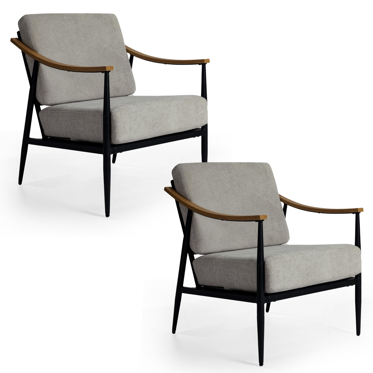 RNKSFX Modern Accent Chairs Set of 2 for Living Room Bedroom Mid Century Arm Chairs Upholstered Office Accent Chairs Comfy Waiting Room Chairs with Metal Frame, Beige