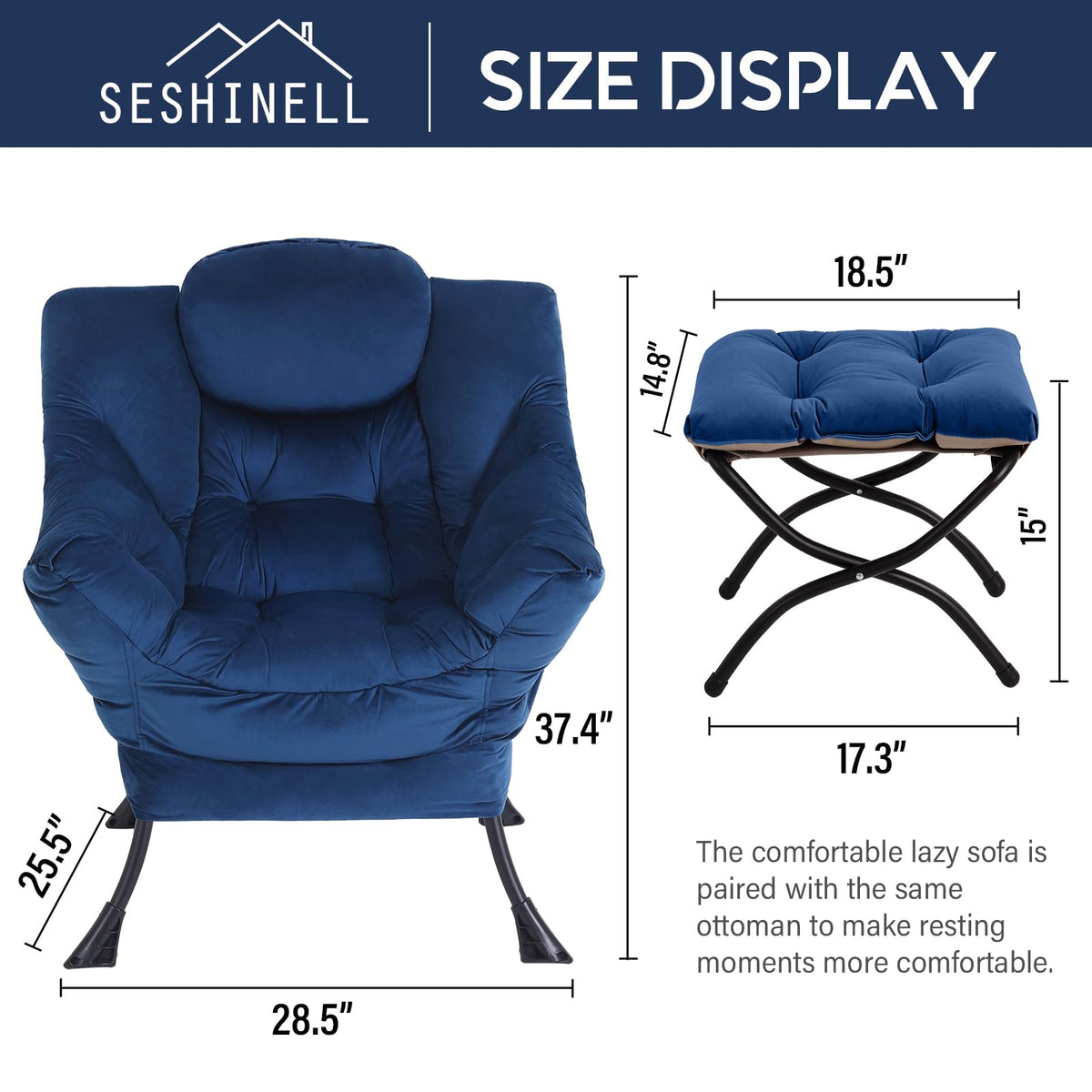 Modern Lazy Chair with Ottoman Lounge Accent Reading Chair for Living Room