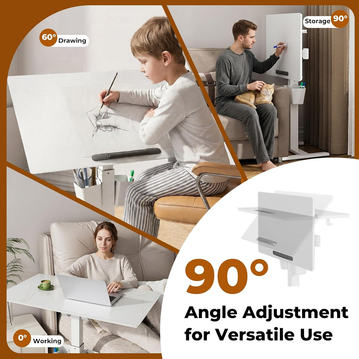 35" Tempered Glass Whiteboard, Small Foldable Standing Desk