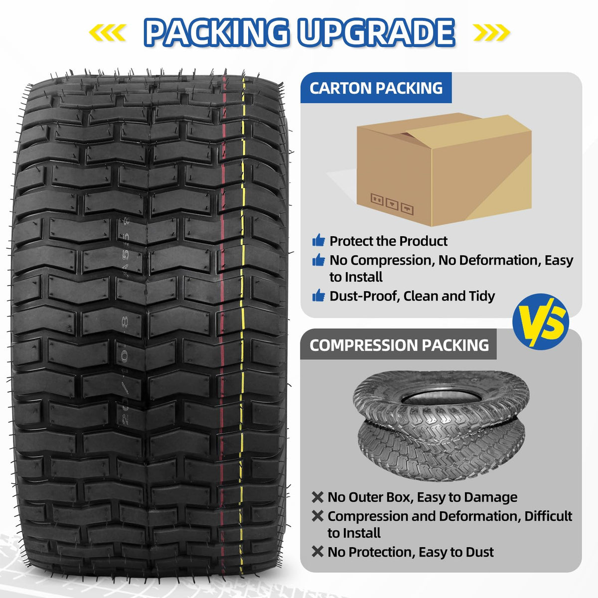 GICOOL 18x9.50-8 Tubeless Lawn Mower Tire for Riding Mower Tractor, 4 Ply
