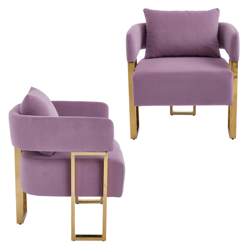 YISHENG Modern Barrel Accent Chairs Set of 2, Living Room Side Chairs with Golden Metal Legs Soft Upholstered Reading Armchairs no Wheels for Vanity/Reception Room//Bedroom/Lounge/Office,Black Teddy