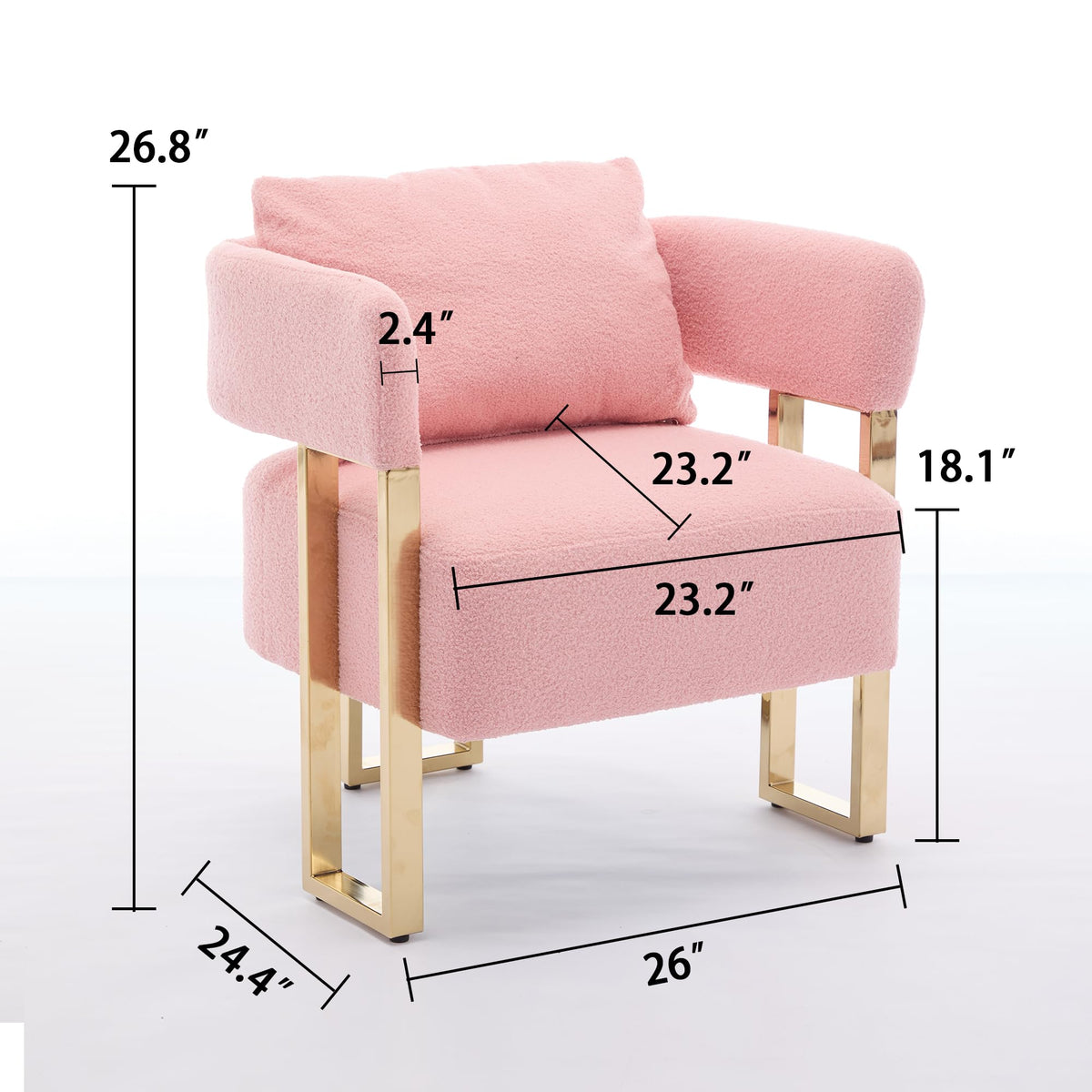 YISHENG Modern Barrel Accent Chairs Set of 2, Living Room Side Chairs with Golden Metal Legs Soft Upholstered Reading Armchairs no Wheels for Vanity/Reception Room//Bedroom/Lounge/Office,Black Teddy