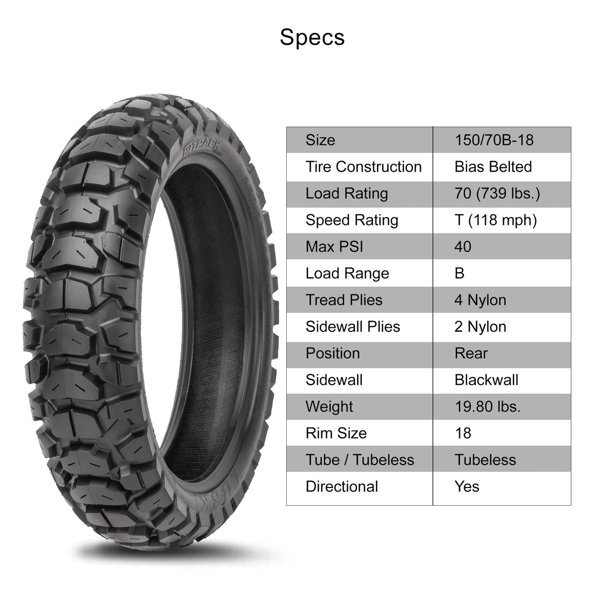 Tusk 2Track Adventure Motorcycle Tire Set â 90/90-21 Front & 130/80-17 Rear â Dual-Sport Off-Road Tires