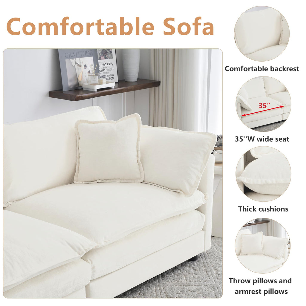 mikibama Luxury 2 Piece Loveseat Couch & Sofa Armchair Set, Modern Upholstered Chenille Cloud Couches Set Furniture with 5 Pillow for Living Room Bedroom Office Apartment, Evergreen