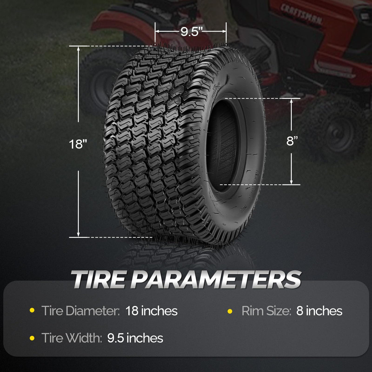 TUFFIOM 20x10.00-8 Lawn Mower Tires 2 Pack, 4PR 20x10x8 Tubeless Lawn Tractor Tires,1190 lbs Capacity Garden Tires, Compatible With Most Lawn & Garden Utility Vehicles