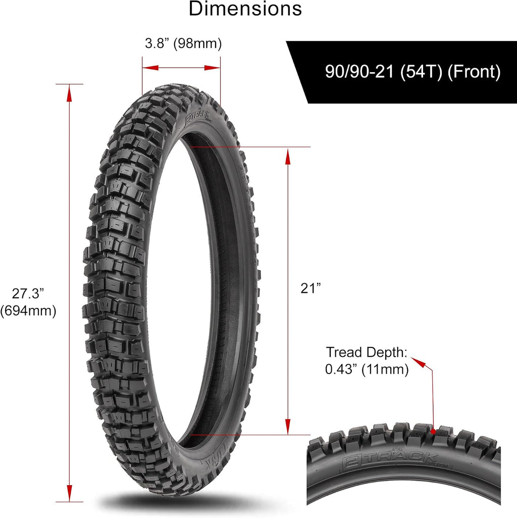 Tusk 2Track Adventure Motorcycle Tire Set â 90/90-21 Front & 130/80-17 Rear â Dual-Sport Off-Road Tires