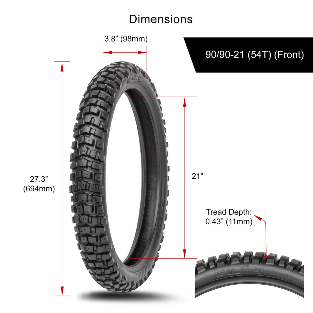 Tusk 2Track Adventure Motorcycle Tire Set â 90/90-21 Front & 130/80-17 Rear â Dual-Sport Off-Road Tires