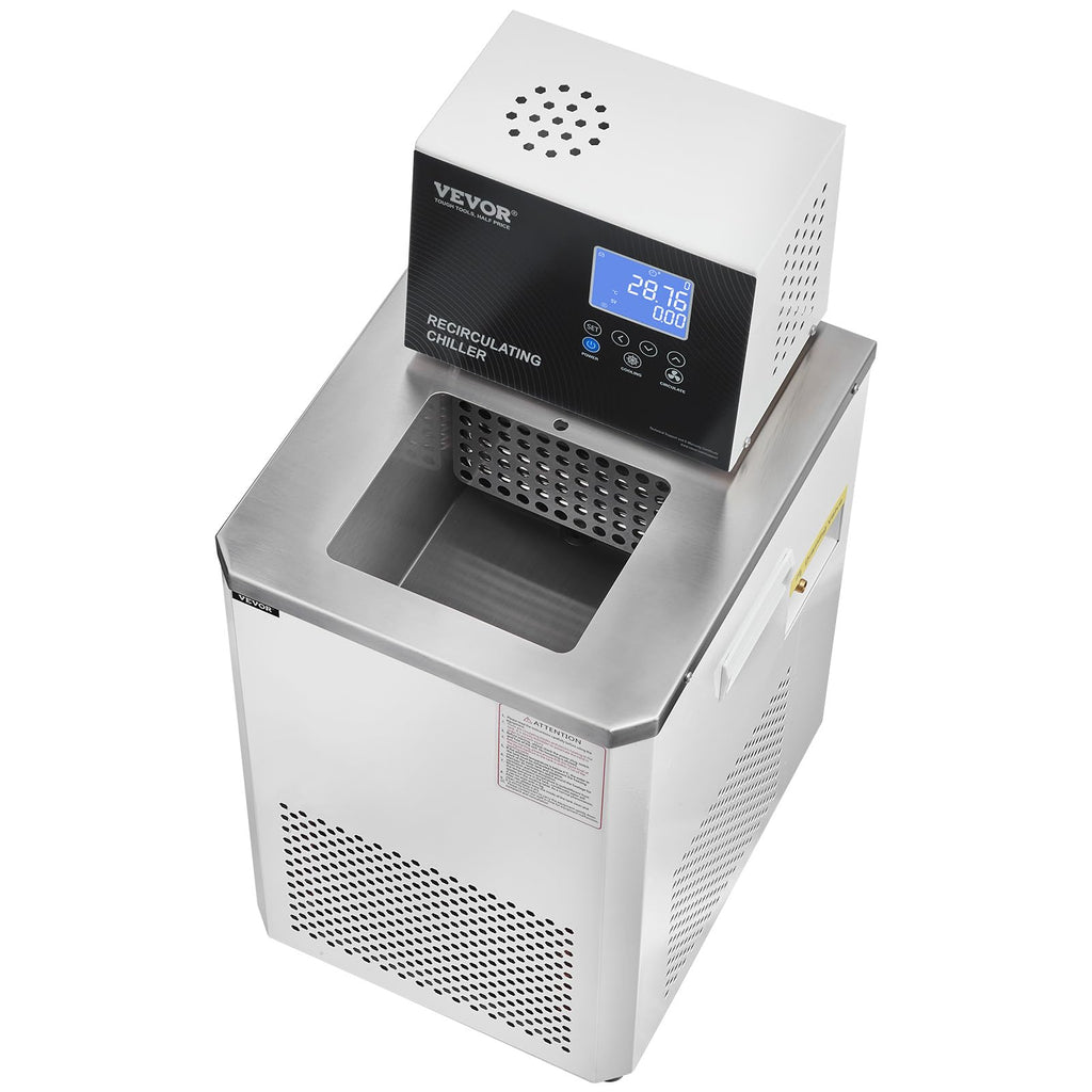 VEVOR Laboratory Chiller Circulator, -20â ~100â Circulator Pump Chiller, 6L Chiller Lab Low Temperature Cooling Liquid, LCD Display, 304 Stainless Steel Water Bath Recirculating Water Cooling