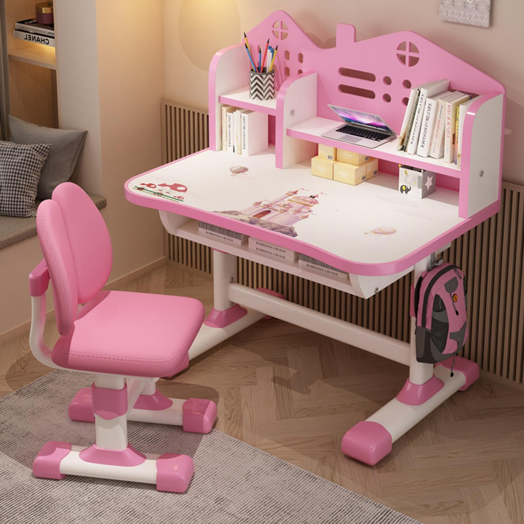 Kids Study Desk and Chair Set for 3-18 Years, Adjustable Height