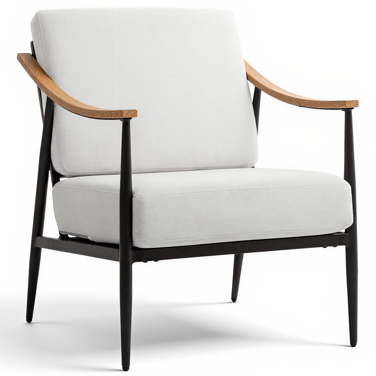 RNKSFX Modern Accent Chairs Set of 2 for Living Room Bedroom Mid Century Arm Chairs Upholstered Office Accent Chairs Comfy Waiting Room Chairs with Metal Frame, Beige
