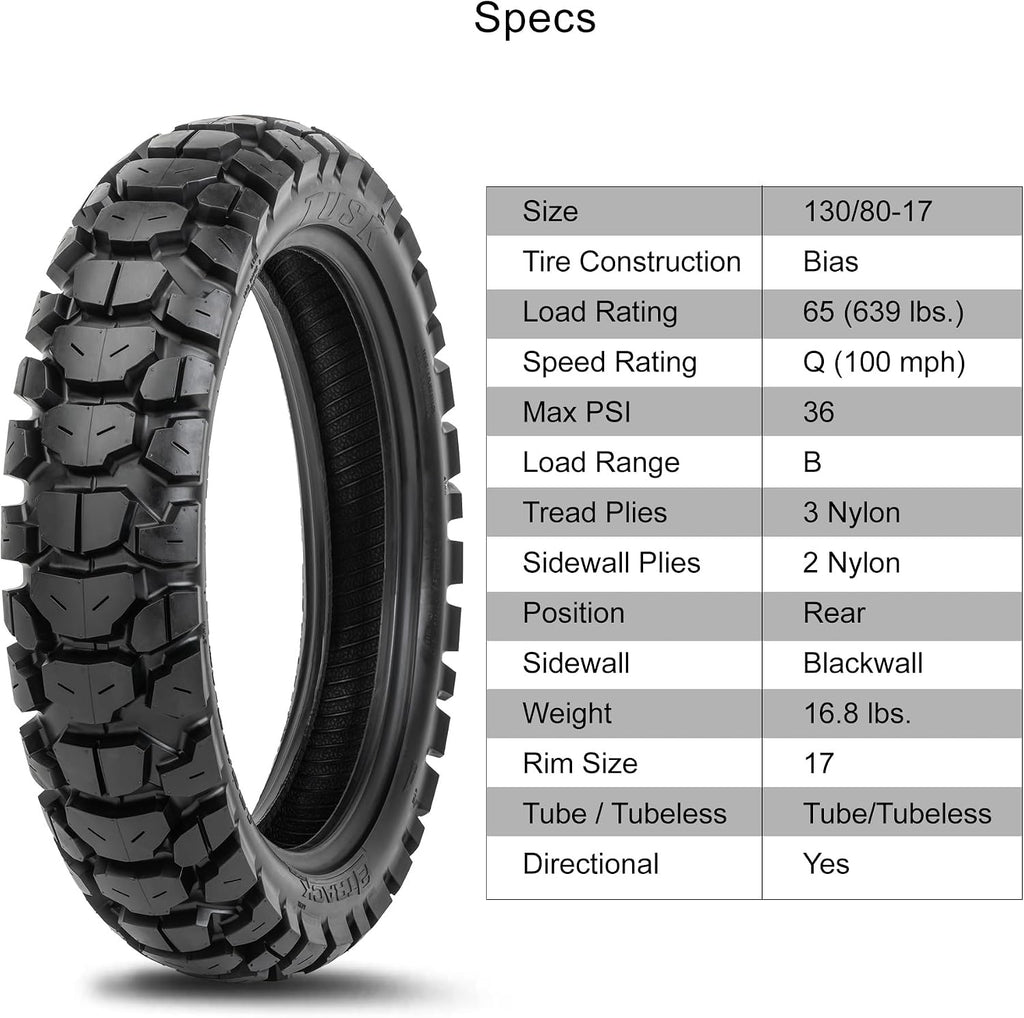 Tusk 2Track Adventure Motorcycle Tire Set â 90/90-21 Front & 130/80-17 Rear â Dual-Sport Off-Road Tires