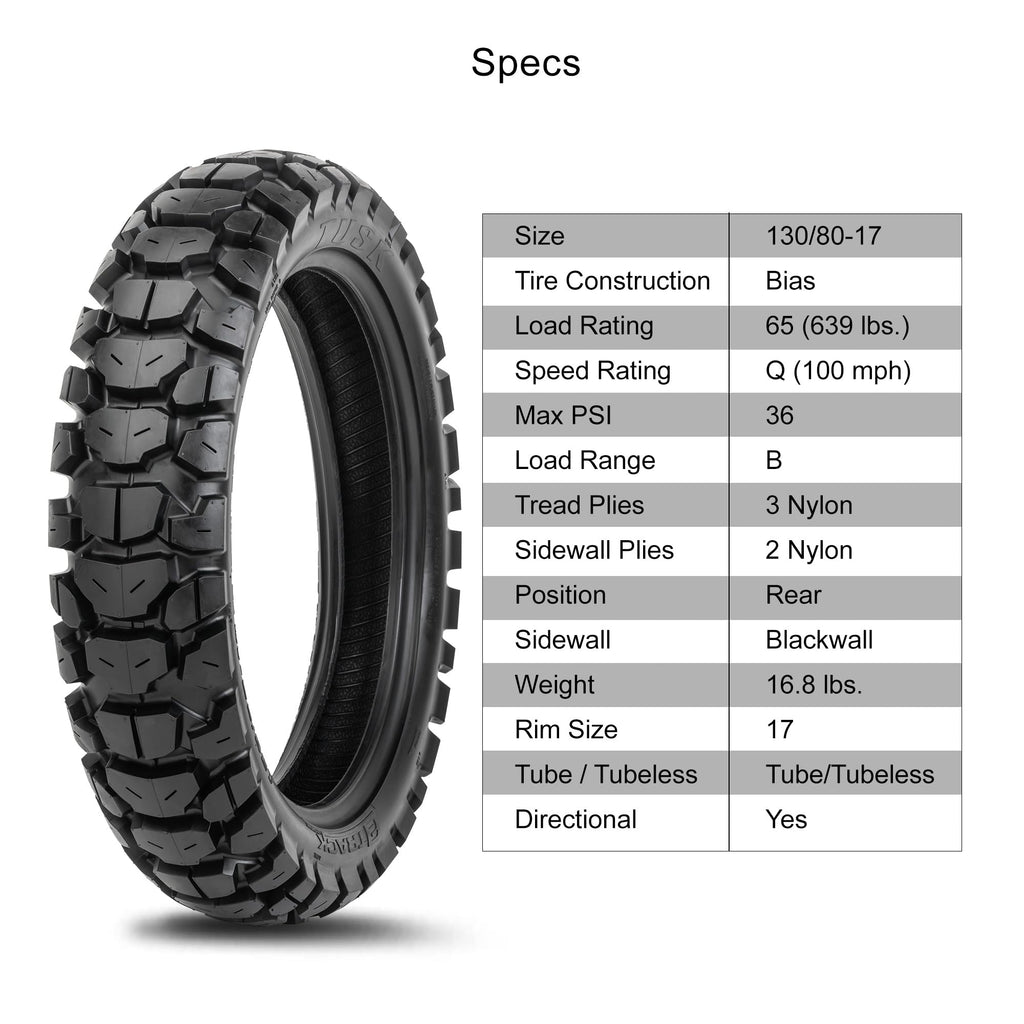 Tusk 2Track Adventure Motorcycle Tire Set â 90/90-21 Front & 130/80-17 Rear â Dual-Sport Off-Road Tires