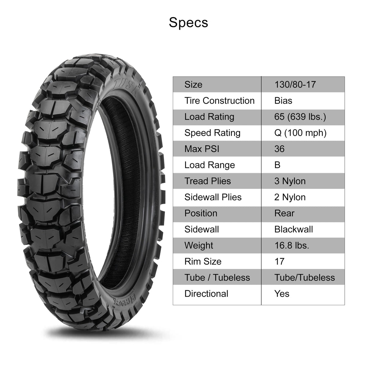Tusk 2Track Adventure Motorcycle Tire Set â 90/90-21 Front & 130/80-17 Rear â Dual-Sport Off-Road Tires