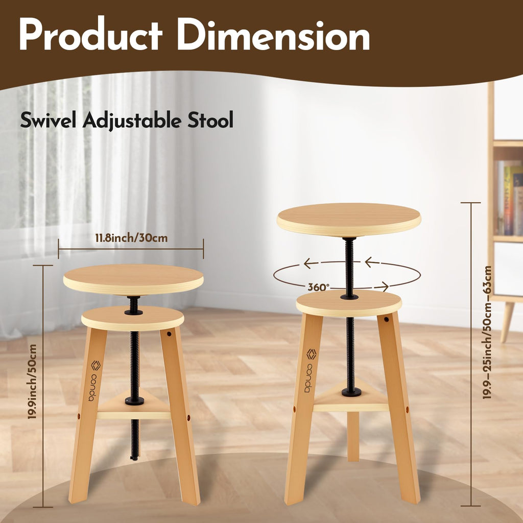 conda Wood Drafting Table - Adjustable Height, 35.5"x23.5" Plan Table for Construction with Tiltable Surface, Rustic Architect Table & Blue Print Tables for Drawing, Writing, Graphic Design