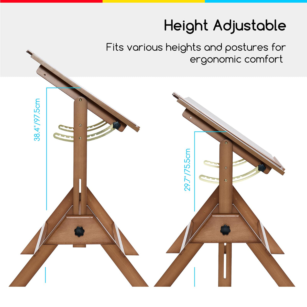 MEEDEN Wood Drafting Table & Stool: 35.5" x 23.5" Art Desk and Stool Set