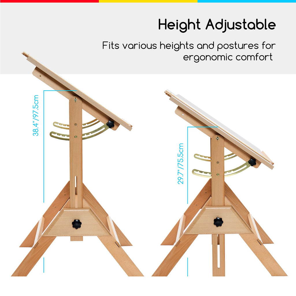 MEEDEN Wood Drafting Table & Stool: 35.5" x 23.5" Art Desk and Stool Set