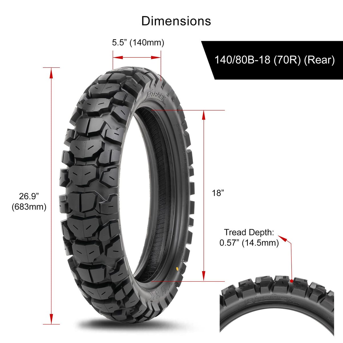 Tusk 2Track Adventure Motorcycle Tire Set â 90/90-21 Front & 130/80-17 Rear â Dual-Sport Off-Road Tires