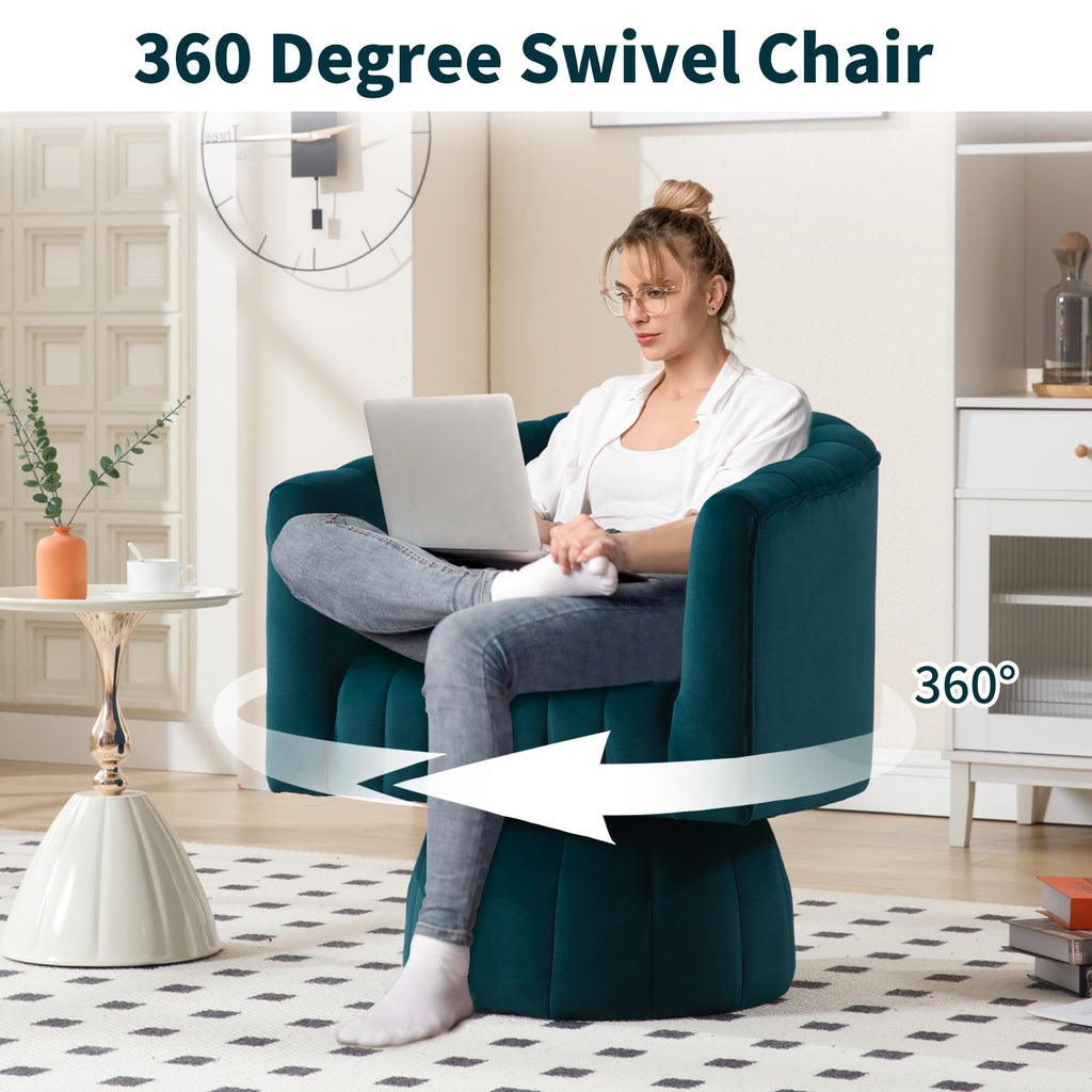 Swivel Accent Barrel Chair Set of 2, Cute Comfy Small Round 360Â° Arm Chair, Velvet Sofa Club Reading Chair for Living Room Bedroom Office Purple