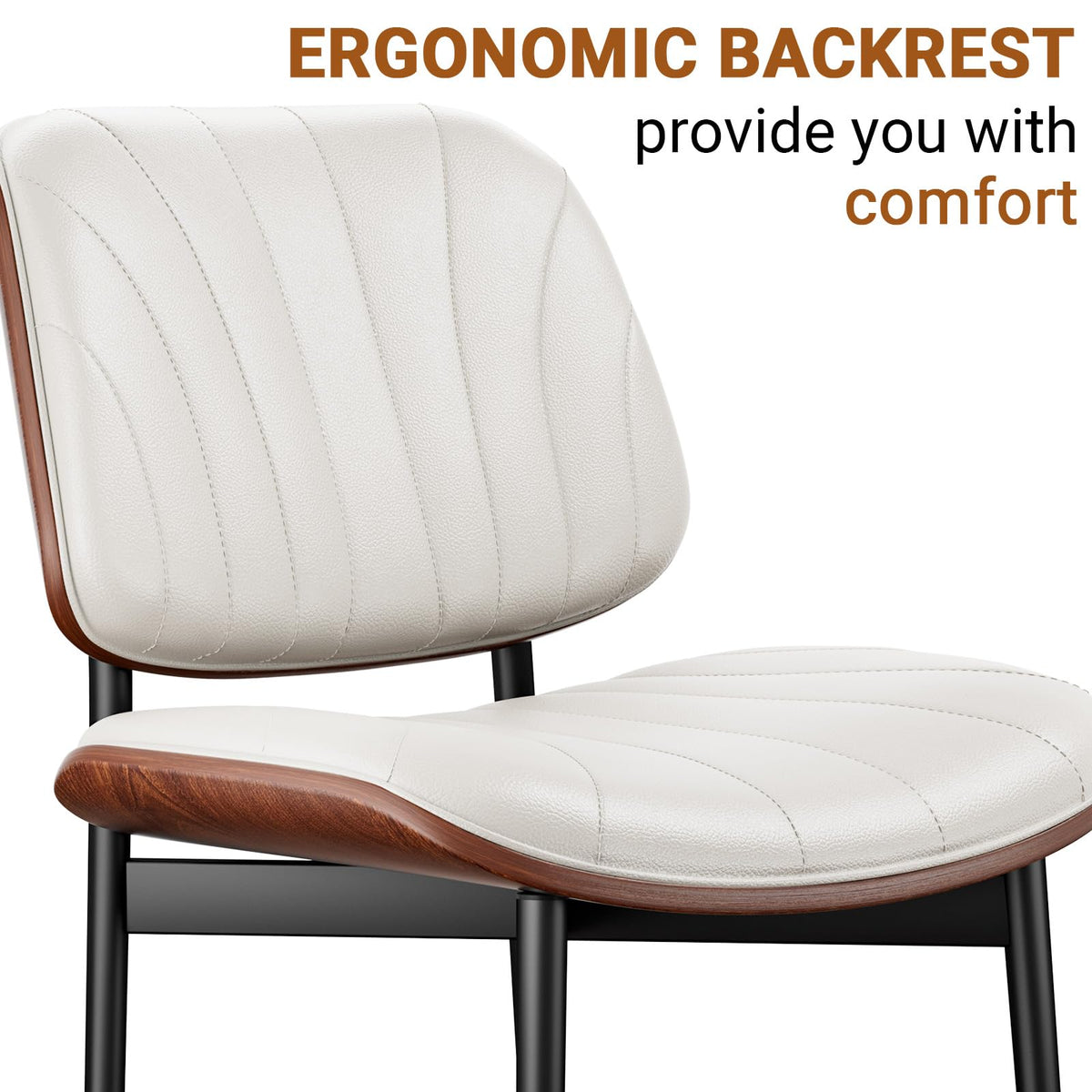 REONEY Dining Chairs Set of 4, Mid-Century Modern Kitchen Chairs, Black