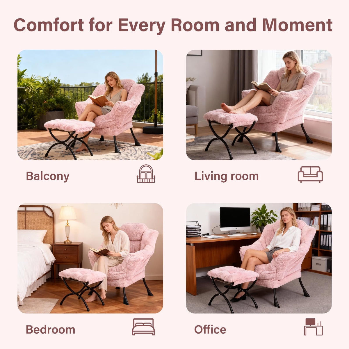 Modern Lazy Chair with Ottoman Lounge Accent Reading Chair for Living Room