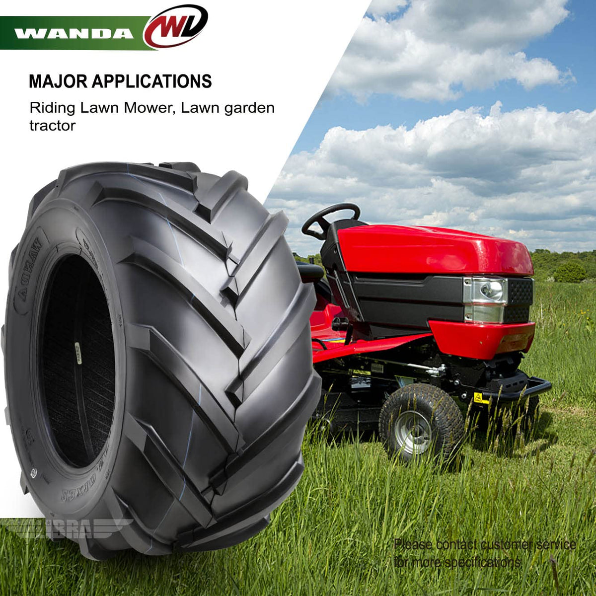 WANDA 4PC 15X6-6 & 20X10-8 Lawn Mower Tractor Tires Super Lug -13078/13071