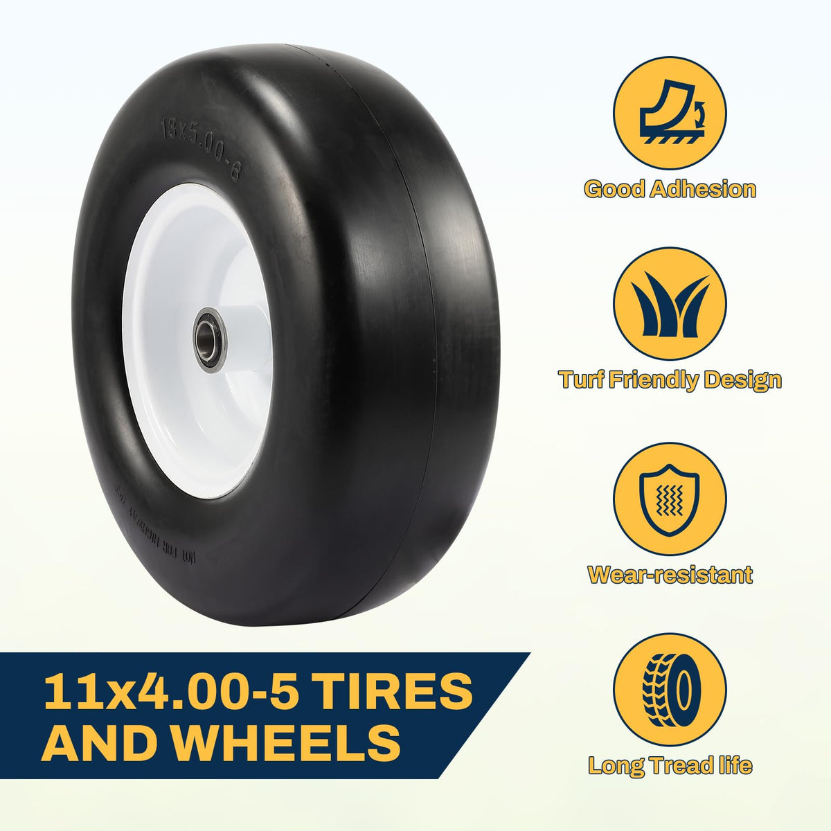 15x6.00-6 Flat Free Lawn Mower Tire and Wheel, 15x6-6 Front Tire Assembly