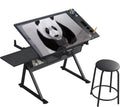 Drafting Table Desk Art Table â Glass Drawing Painting Table Craft Station Studio Adjustable Art Desk for Adults tilt able for Home Office (Black, 27.16''- 35.82'' H)