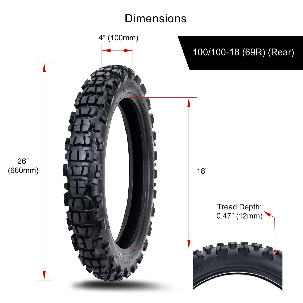 Tusk Waypoint Adventure Motorcycle Tire Set â 90/90-21 Front & 130/90-17 Rear (68R) Tube Type