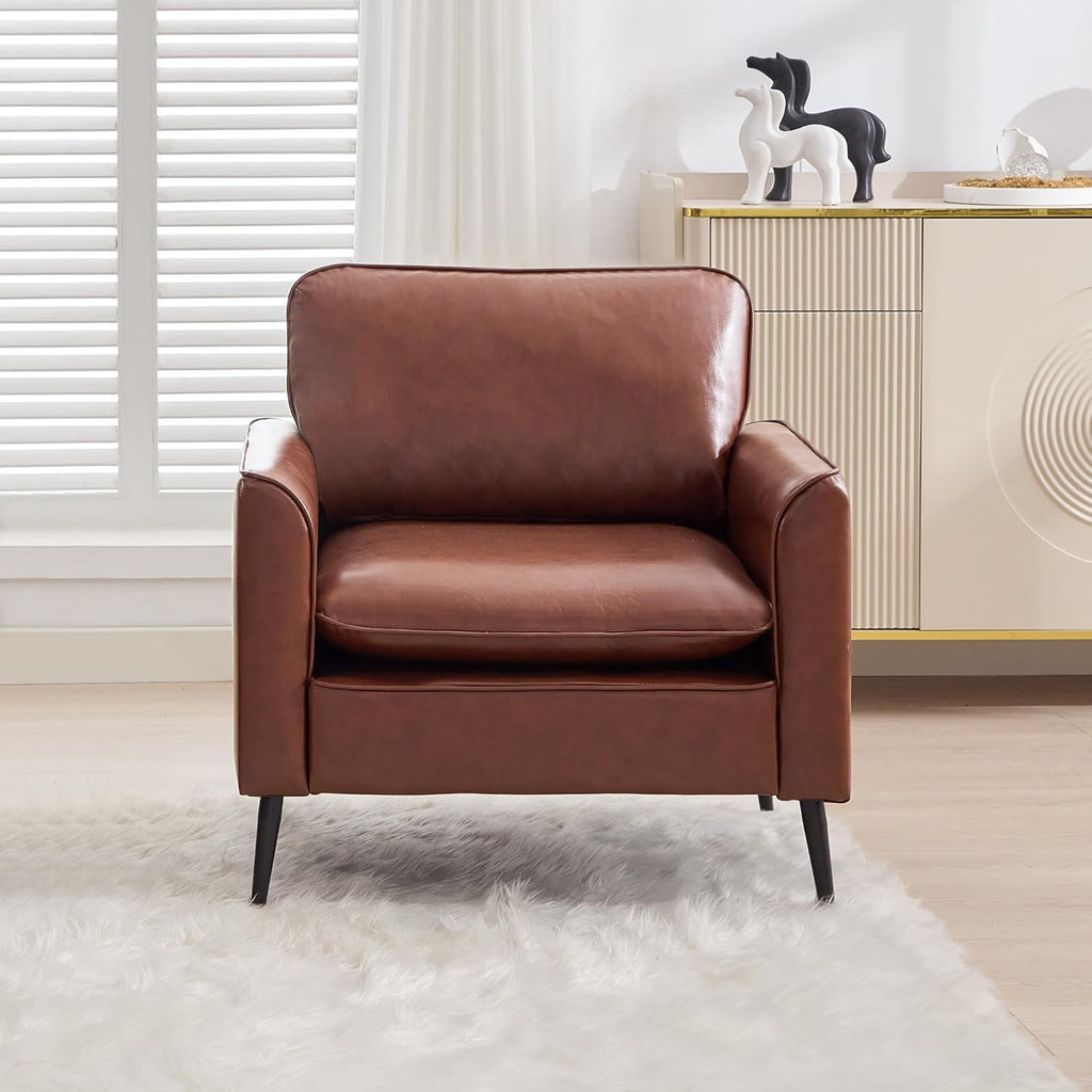 TYBOATLE Accent Chairs Set of 2, Faux Leather Arm Chairs (Grey, 2)