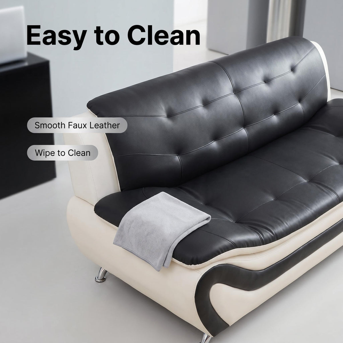 Modern Faux Leather Sofa Set â 3-Piece Living Room Couch with Chrome Legs & Padded Armrests â Includes 1-Seater, 2-Seater & 3-Seater â Contemporary Lounge Furniture for Home & Office (Brown)