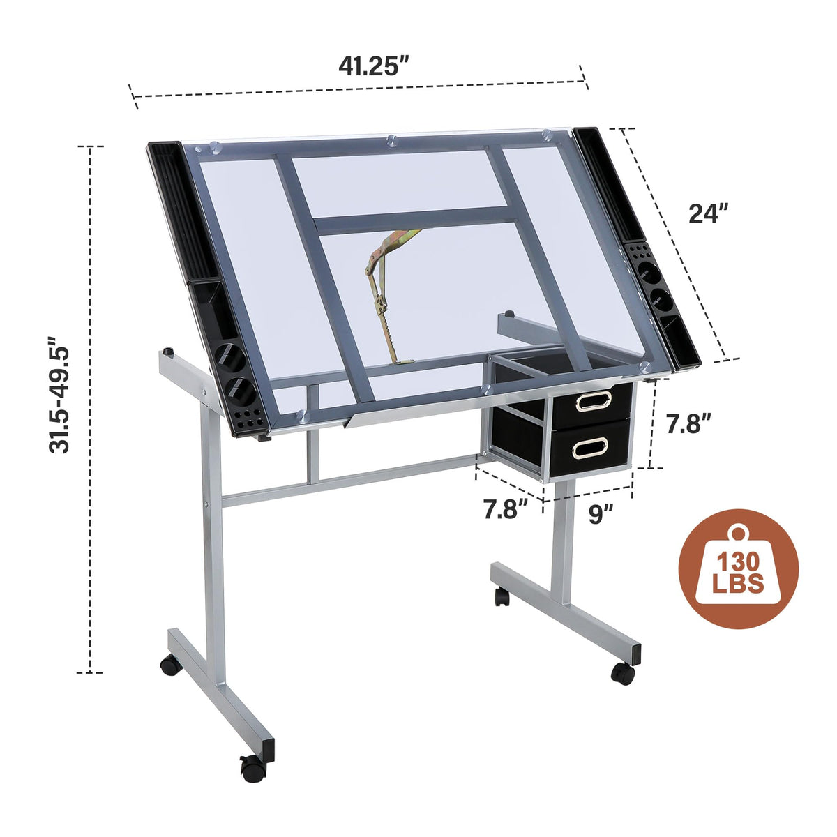 NOVA MICRODERMABRASION Adjustable Height Drafting Desk Drawing Table Tiltable Tabletop for Reading, Writing Art Craft w/Stool and Drawers